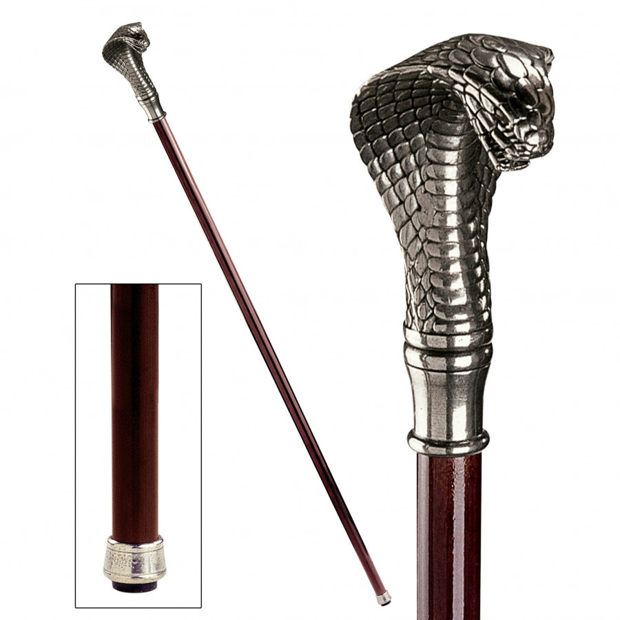 Toscano - Padrone Cobra Walking Stick in Pewter