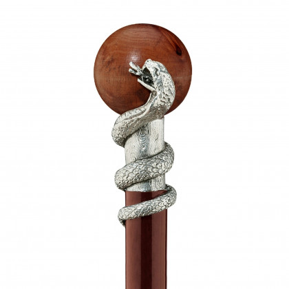 Toscano - Padrone Snake with Globe Walking Stick in Pewter