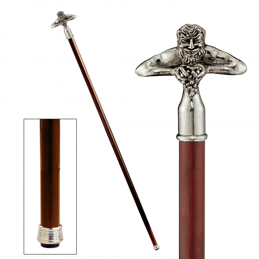 Toscano - Padrone Bacchus Walking Stick in Pewter