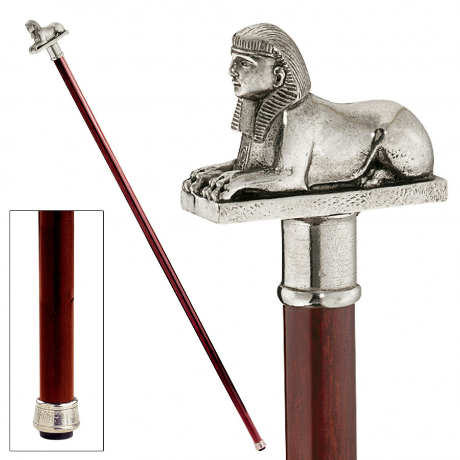Toscano - Padrone Egyptian Sphinx Walking Stick in Pewter