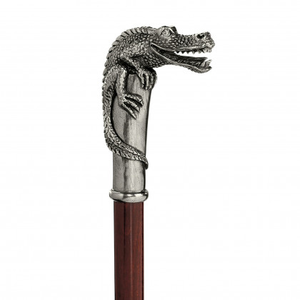 Toscano - Padrone Alligator Walking Stick in Pewter