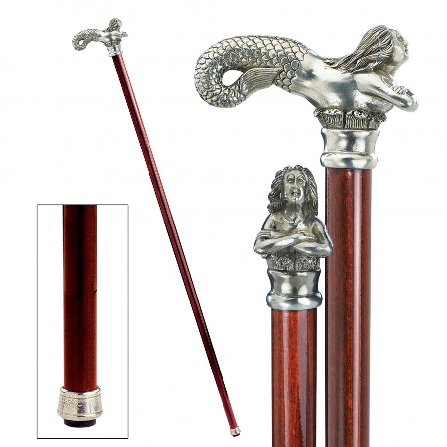 Toscano - Padrone Mermaid Walking Stick in Pewter