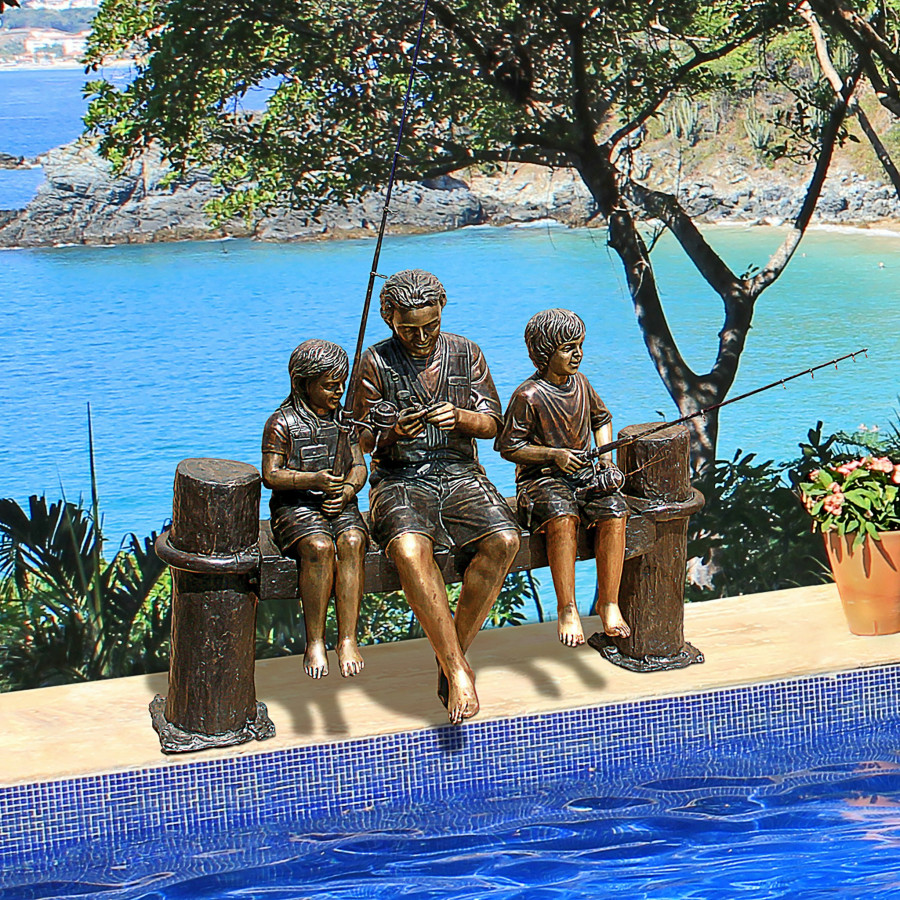 Toscano - Fishing Family Garden Statue