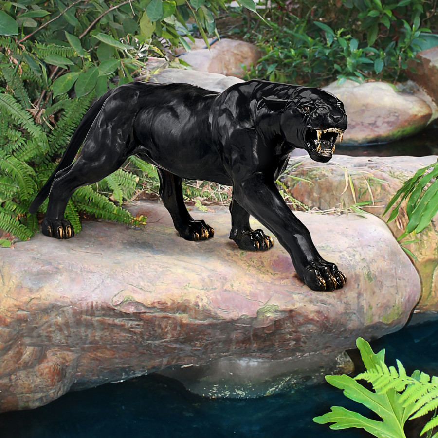 Toscano - Panther Predator Black Jaguar Garden Statue