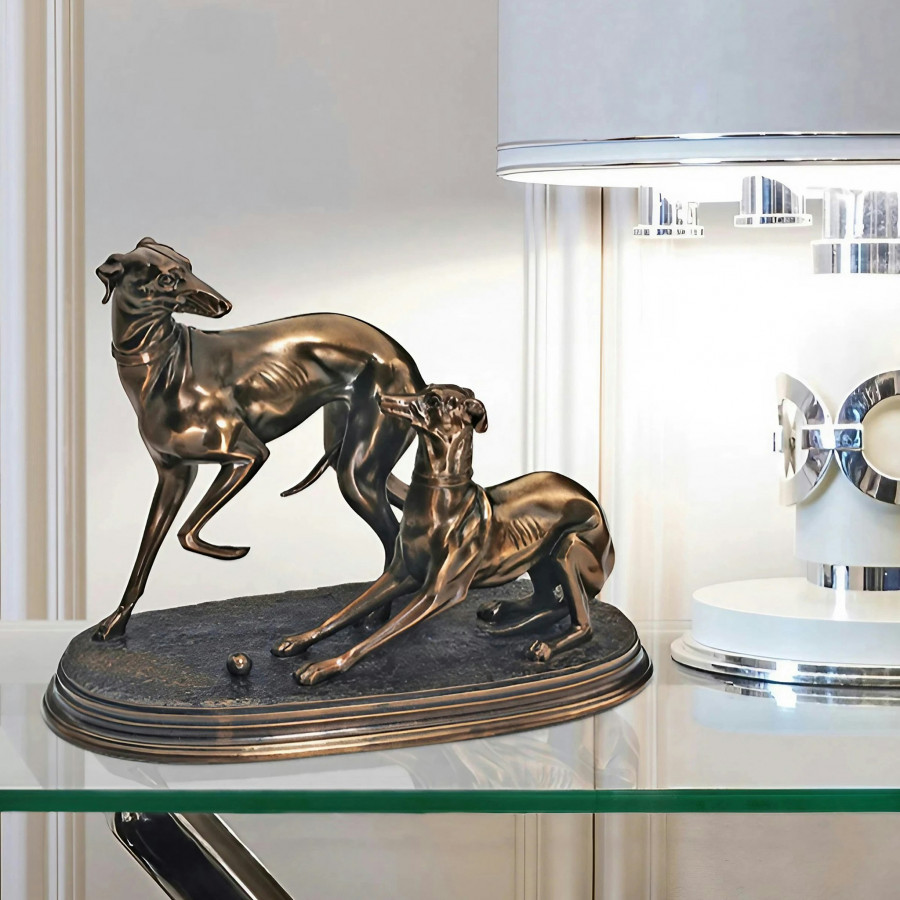 Toscano - Jiji and Giselle Whippet Greyhound Dog Statue