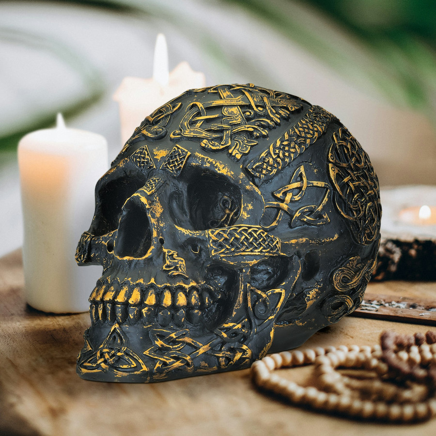 Toscano - Passage of Life Spiritual Celtic Knotwork Skull Statue