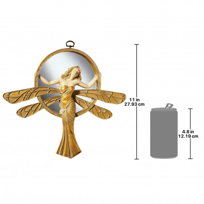 Toscano Style Moderne Art Deco Mirrored Wall Sculpture - Dragonfly
