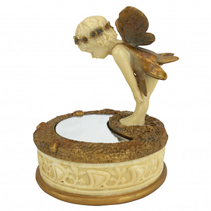Toscano - A Pondering Fairy Collectible Box in Ivory/Gold