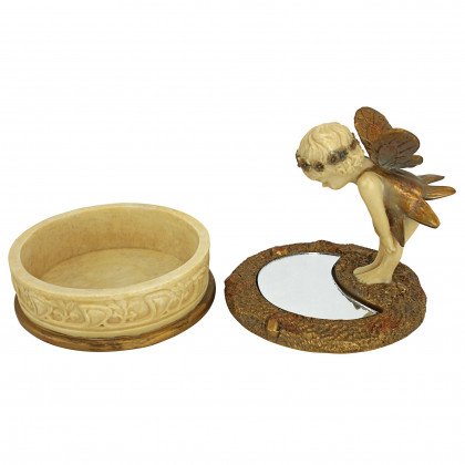 Toscano - A Pondering Fairy Collectible Box in Ivory/Gold