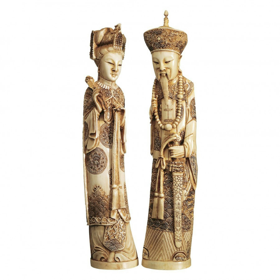 Toscano - Set of 2 Emperor and Empress Oliphant Statues