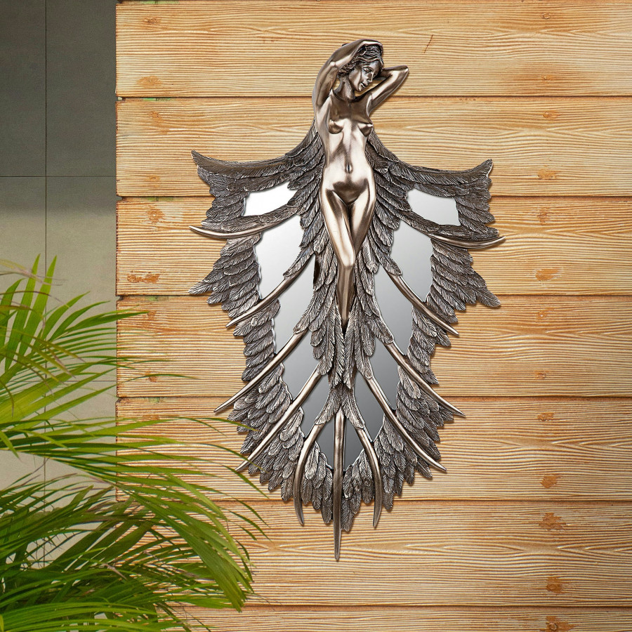 Toscano - Angelic Wings of Nature Mirrored Wall Sculpture