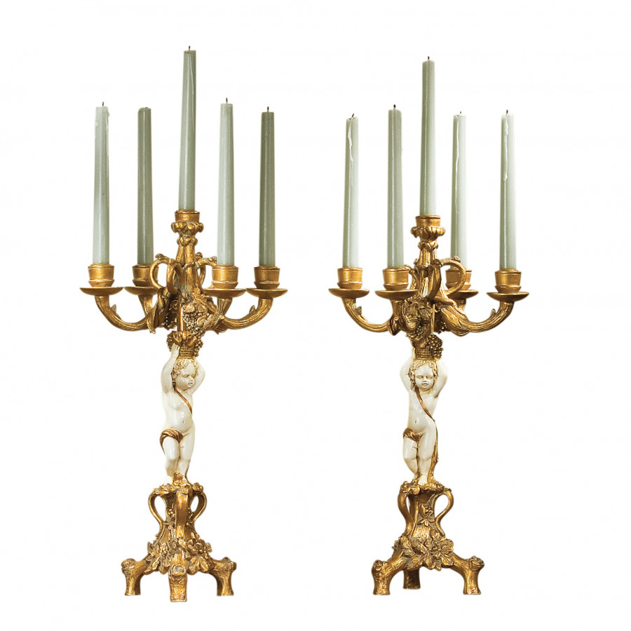 Toscano - Set of 2 The Cherub Harvest Candelabra