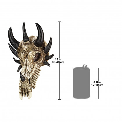 Toscano - Manchester Dragon Bones Sculptural Skull Wall Trophy