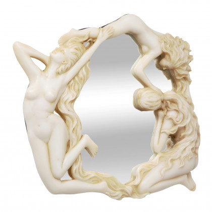 Toscano - Dance of the Nymphs Sculptural Wall Mirror in Ancient Ivory, Designer Resin
