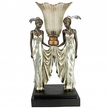 Toscano - Art Deco Peacock Maidens Illuminated Statue