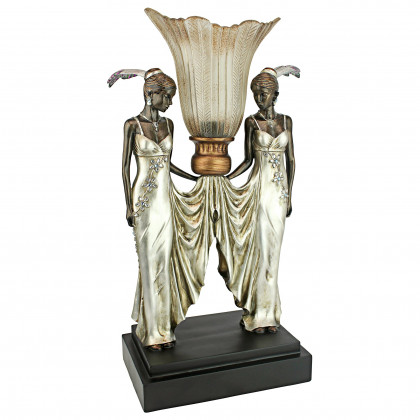 Toscano - Art Deco Peacock Maidens Illuminated Statue