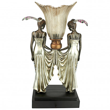 Toscano - Art Deco Peacock Maidens Illuminated Statue