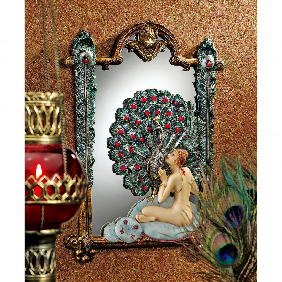 Toscano - Peacock Dreams Mirrored Wall Sculpture