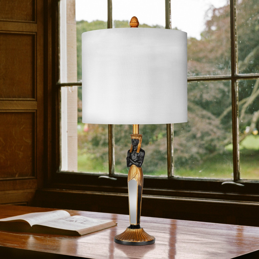 Toscano - Servant to the Egyptian Pharaoh Table Lamp — Black/Gold, Designer Resin