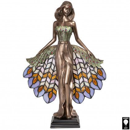 Toscano - Peacock Priestess Tiffany-Style Illuminated Sculpture