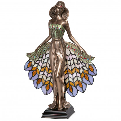 Toscano - Peacock Priestess Tiffany-Style Illuminated Sculpture