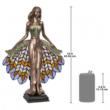 Toscano - Peacock Priestess Tiffany-Style Illuminated Sculpture