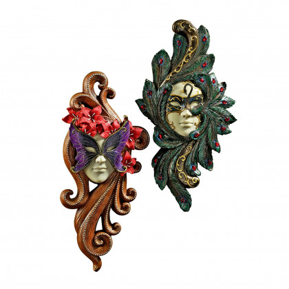 Toscano - Set of 2 Masquerade at Carnivale Mask Wall Sculptures