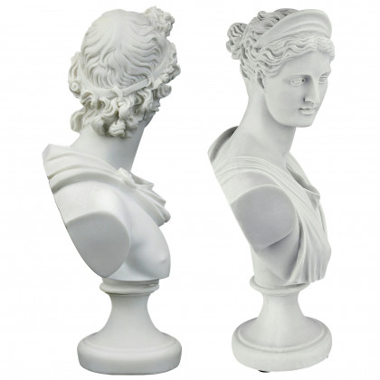 Toscano - Set of 2 Diana of Versailles and Apollo Belvedere Bonded Marble Greek Bust Statues