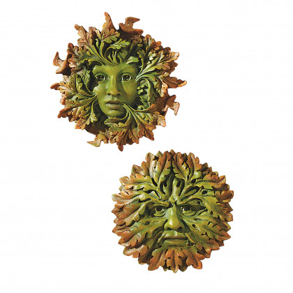Toscano - Set of 2 Somerset Greenwoman  Greenman Wall Sculptures