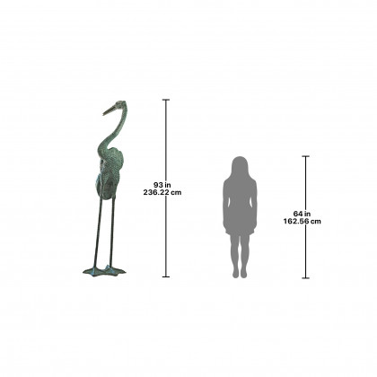 Toscano Colossal Crane Garden Statue - Curved Neck