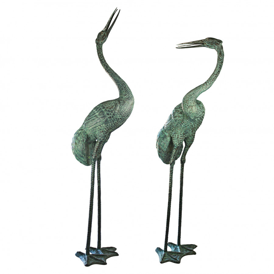 Toscano - Set of 2 Colossal Cranes Garden Statues