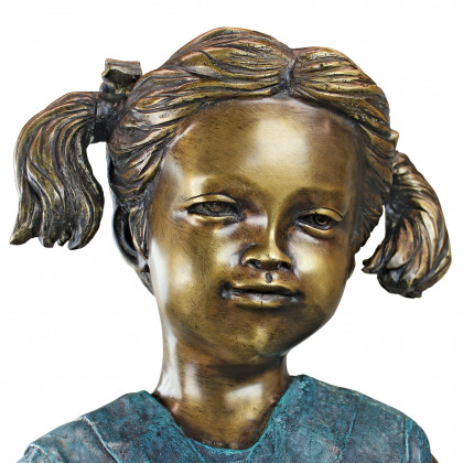 Toscano - Sitting Savannah Girl with Dog Garden Statue