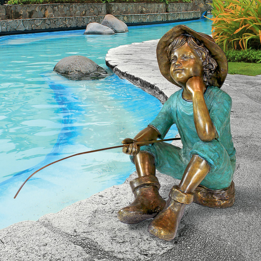 Toscano - Fish Wish Fisherboy Garden Statue