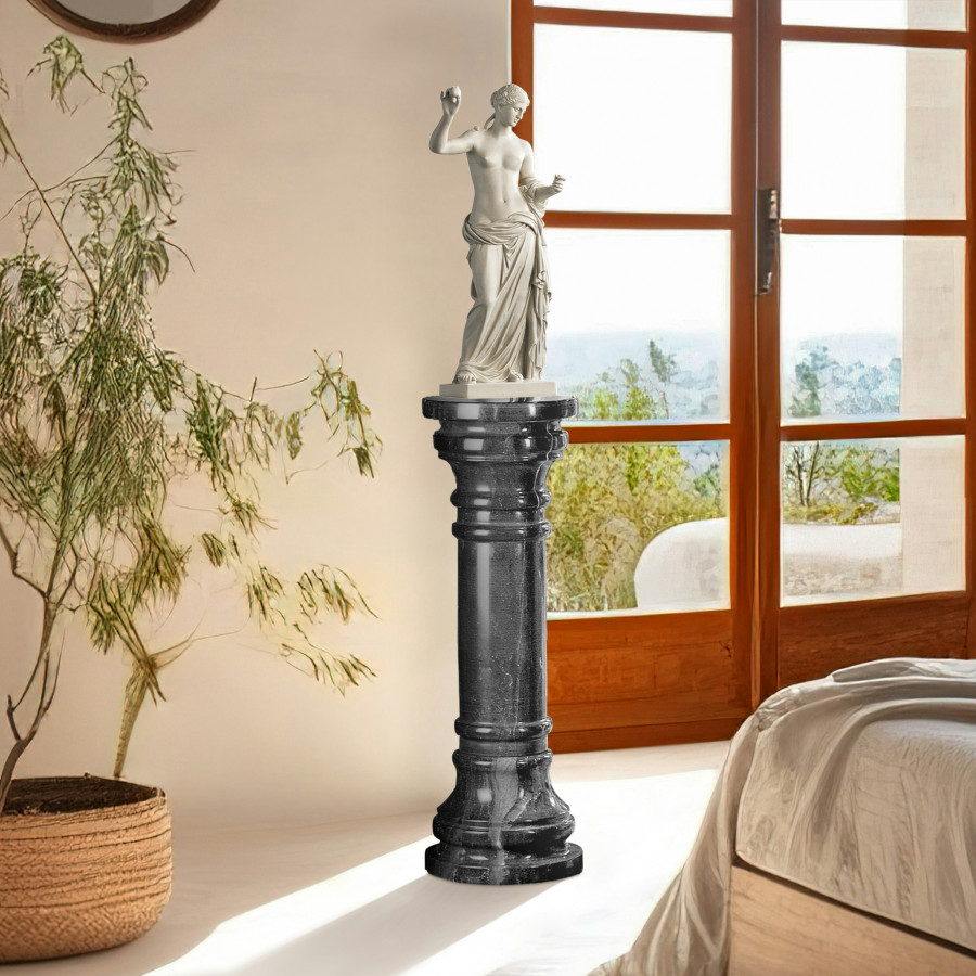 Toscano Charcoal Solid Medium Column - Black, Marble