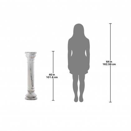 Toscano Solid Large Column - White, Marble