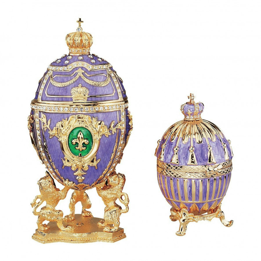 Toscano - Set of 2 Royal Romanov-Style Collectible Enameled Eggs