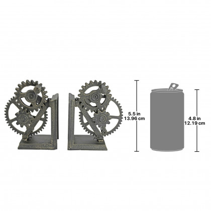 Toscano - Industrial Gear Sculptural Bookend Pair in Cast Iron