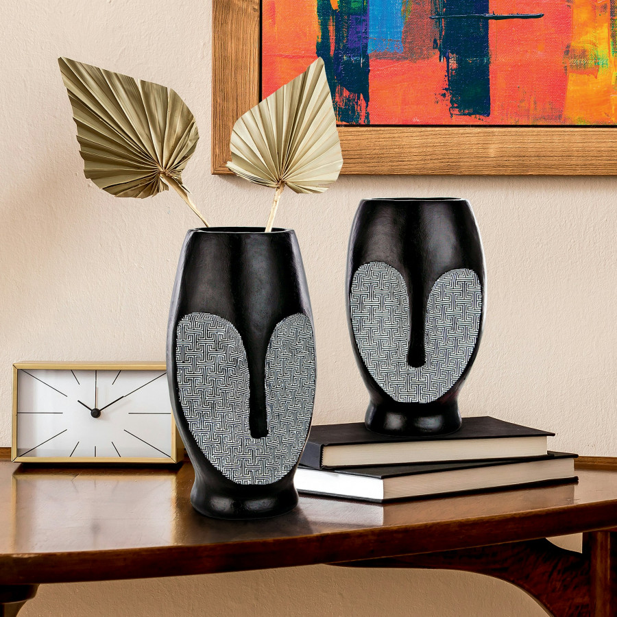 Toscano - Set of Contemporary Cubist African Mask Sculptural Vase