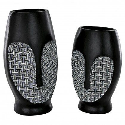 Toscano - Set of Contemporary Cubist African Mask Sculptural Vase