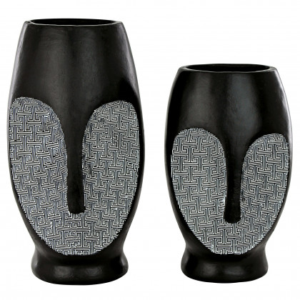 Toscano - Set of Contemporary Cubist African Mask Sculptural Vase