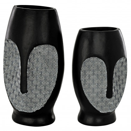 Toscano - Set of Contemporary Cubist African Mask Sculptural Vase