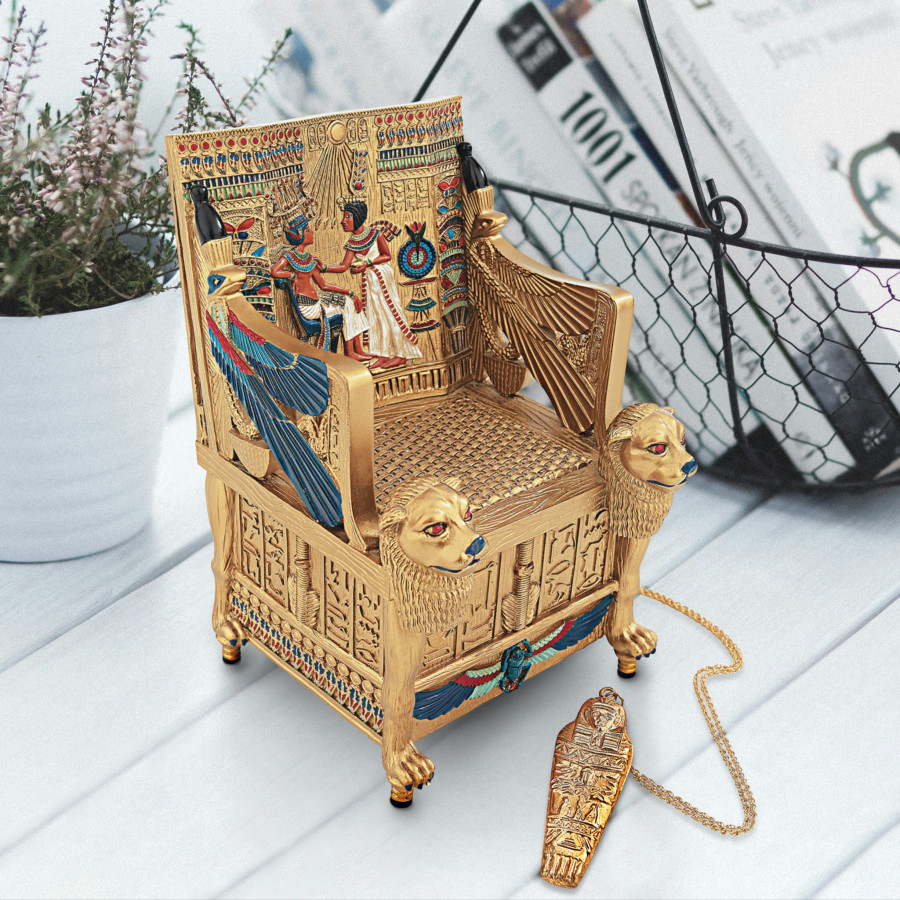 Toscano - King Tut Throne Egyptian Treasure Box in Gold