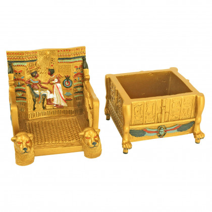 Toscano - King Tut Throne Egyptian Treasure Box in Gold