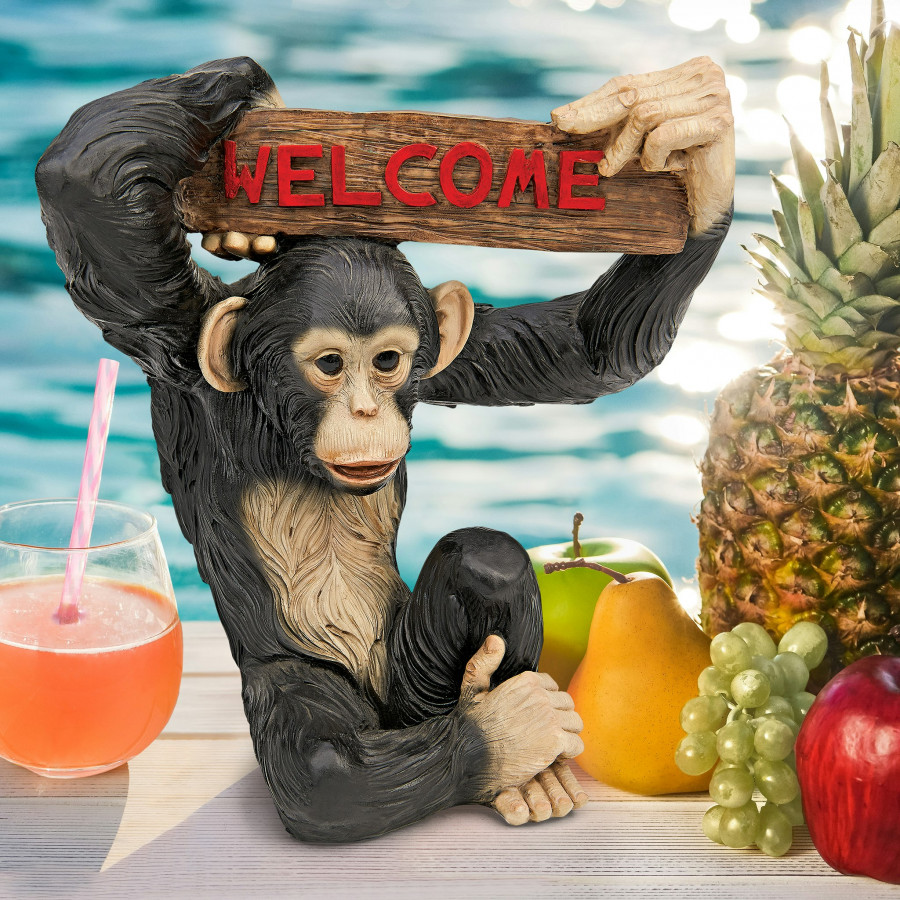 Toscano - Monkey Business Jungle Welcome Sign Statue