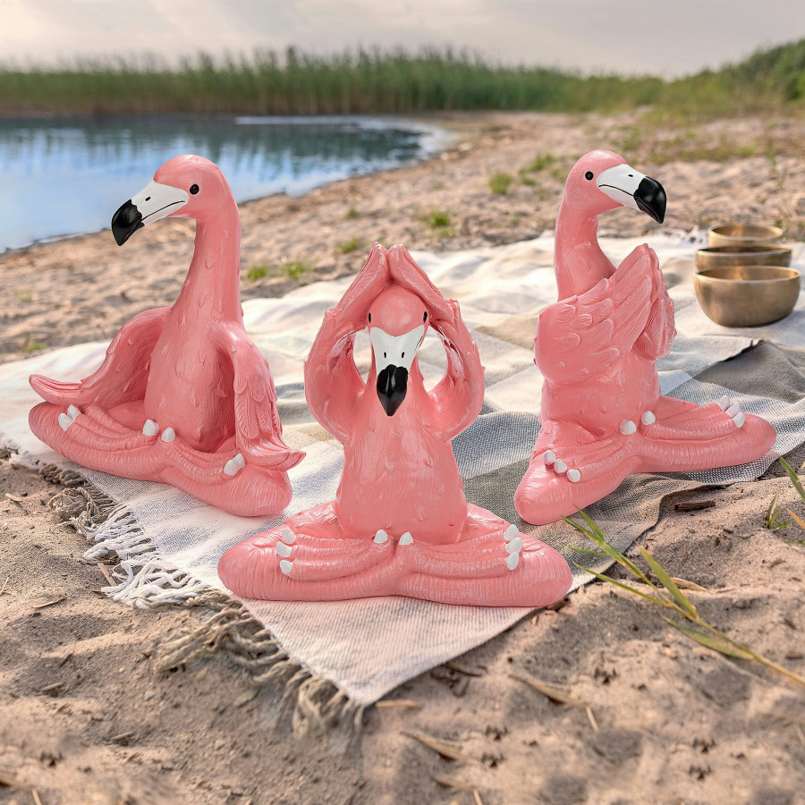 Toscano The Zen of Pink Flamingos Yoga Garden Statues