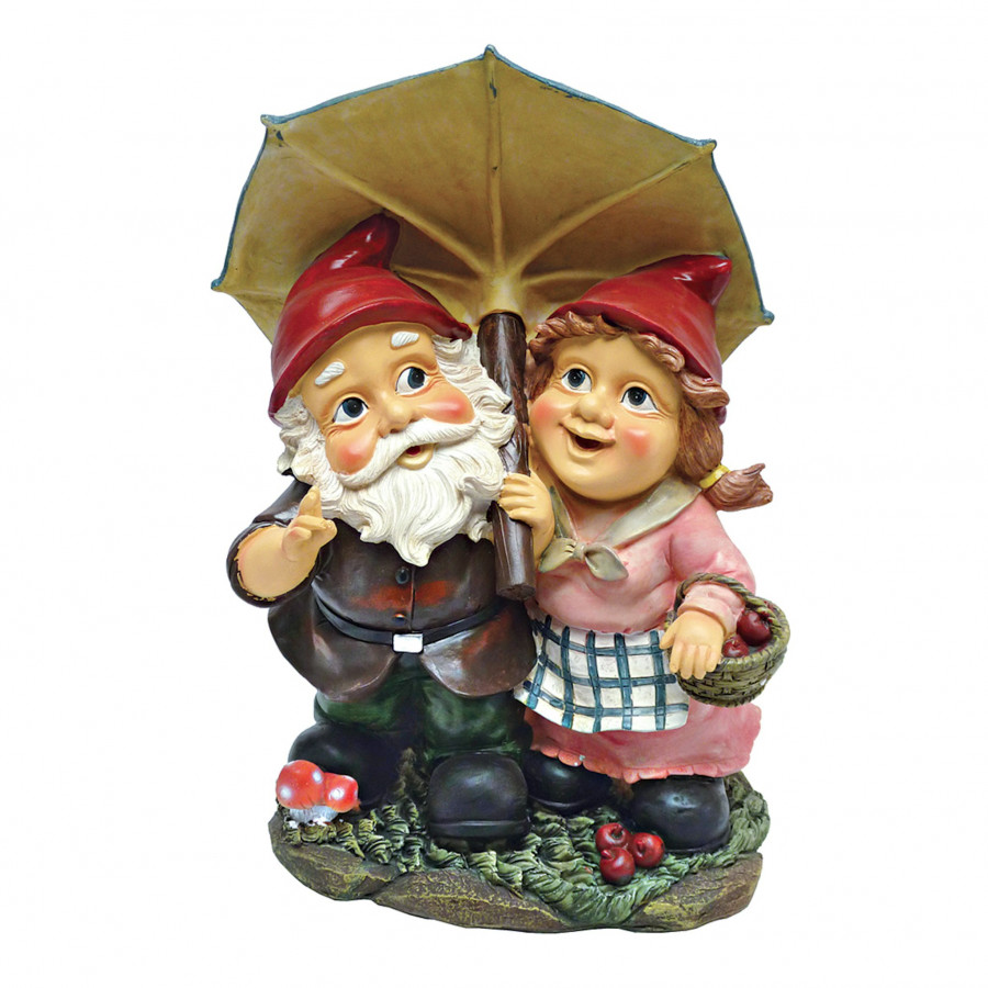 Toscano - Rainy Day Gnomes Under an Umbrella Garden Statue
