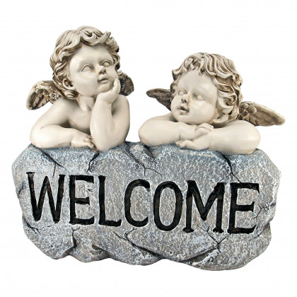 Toscano - Raphael Cherub Twins Welcome Sign Statue