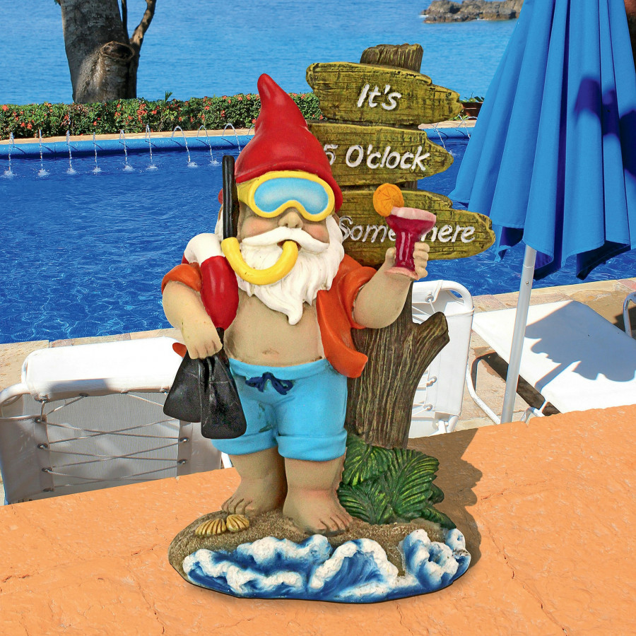 Toscano - Happy Hour Tropical Garden Gnome Statue