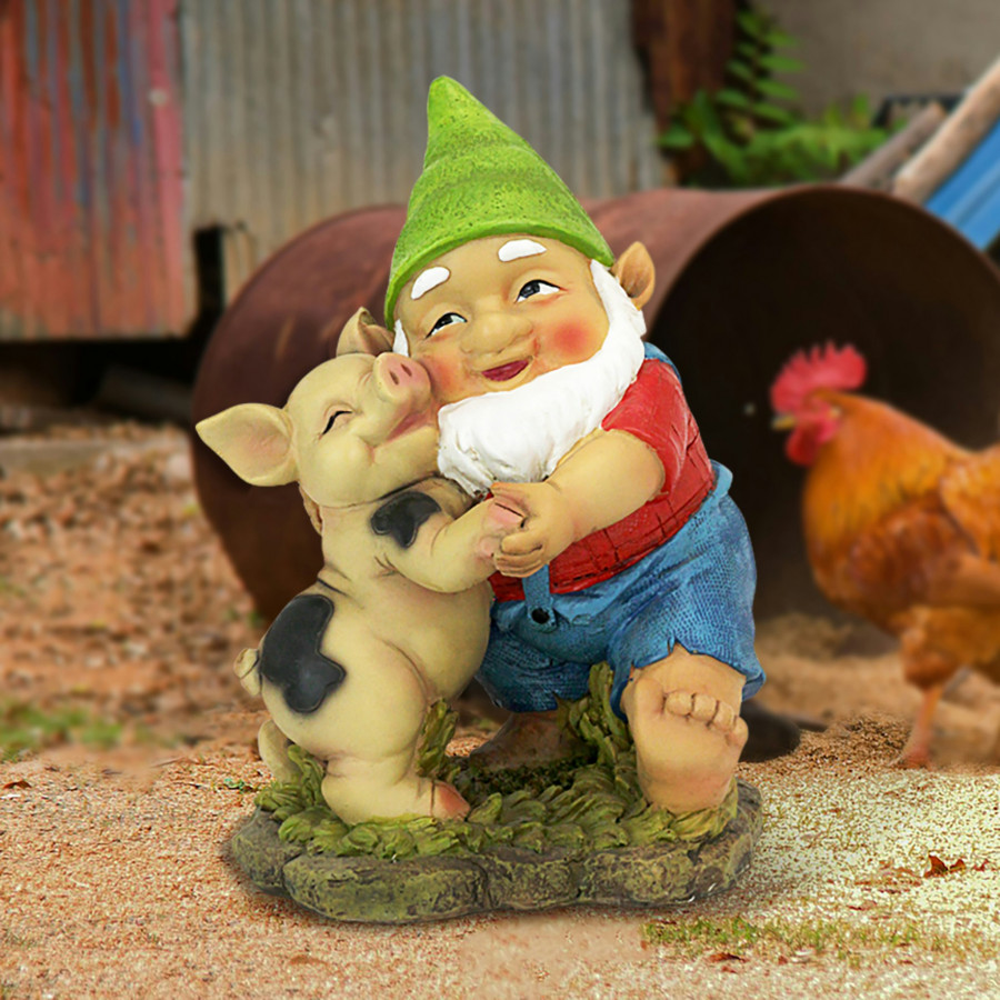 Toscano - Happy as a Pig in Slop Garden Gnome Statue