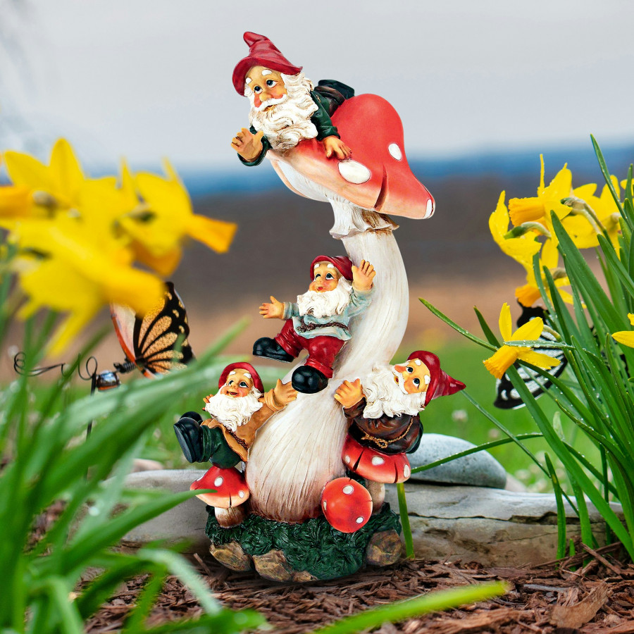 Toscano - Mushroom Madness Garden Gnome Statue